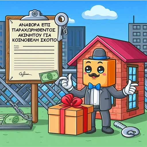 Αναφορά επί παραχωρηθέντος ακινήτου, τμήμα δωερεάν για κοινοφελή σκοπό