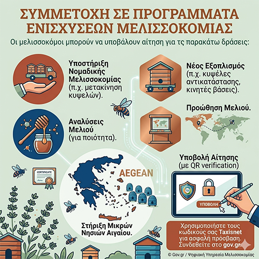 Συμμετοχή σε Προγράμματα Ενισχύσεων Μελισσοκομίας 